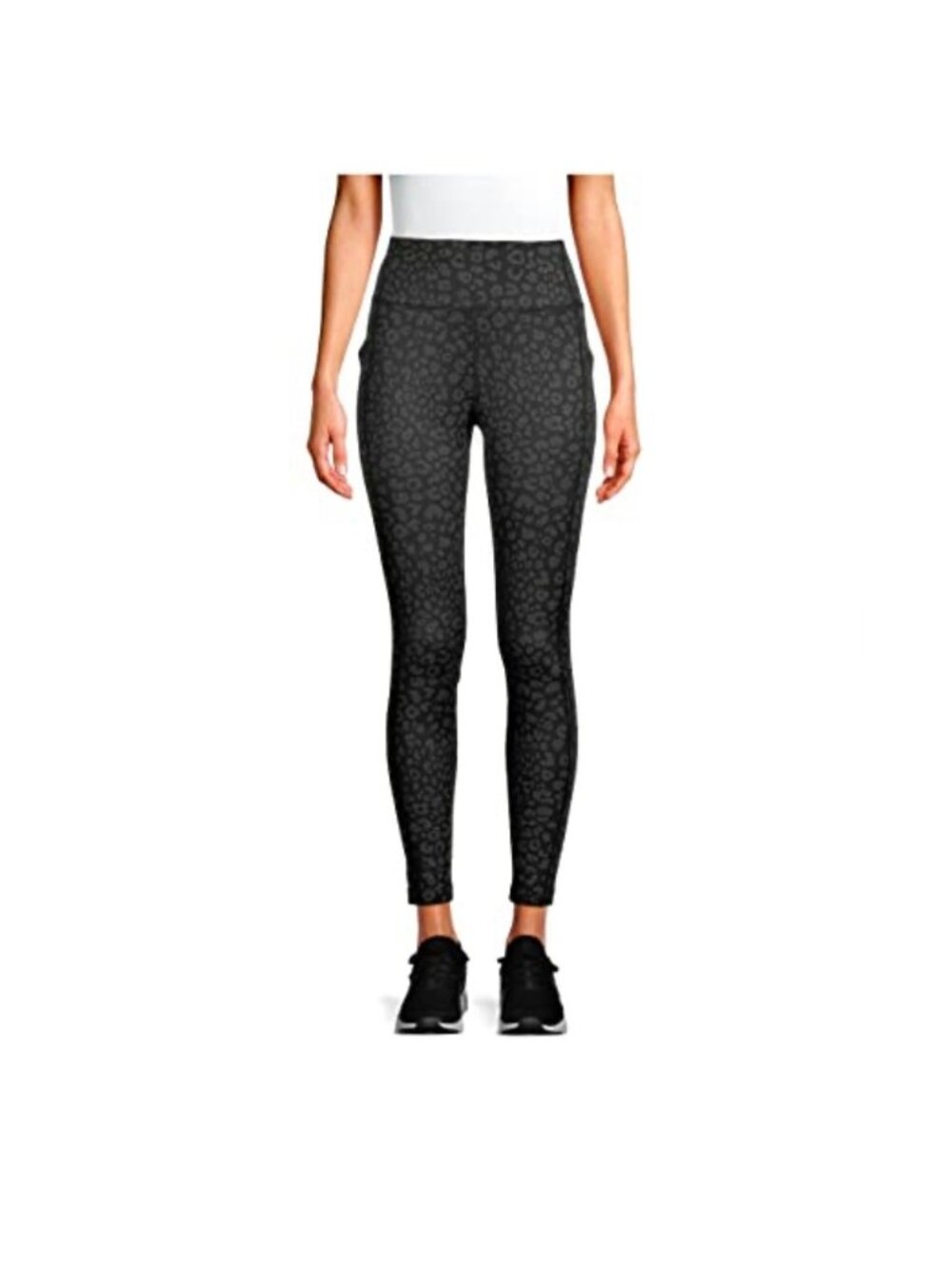 Avia Activewear Leopard Print Women’s Brushed Leggings with 2 Side Pockets Small